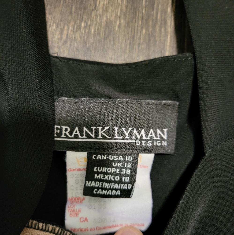 FRANK LYMAN Sheer Stripe Black Dress Size 10 - Picture 4 of 7